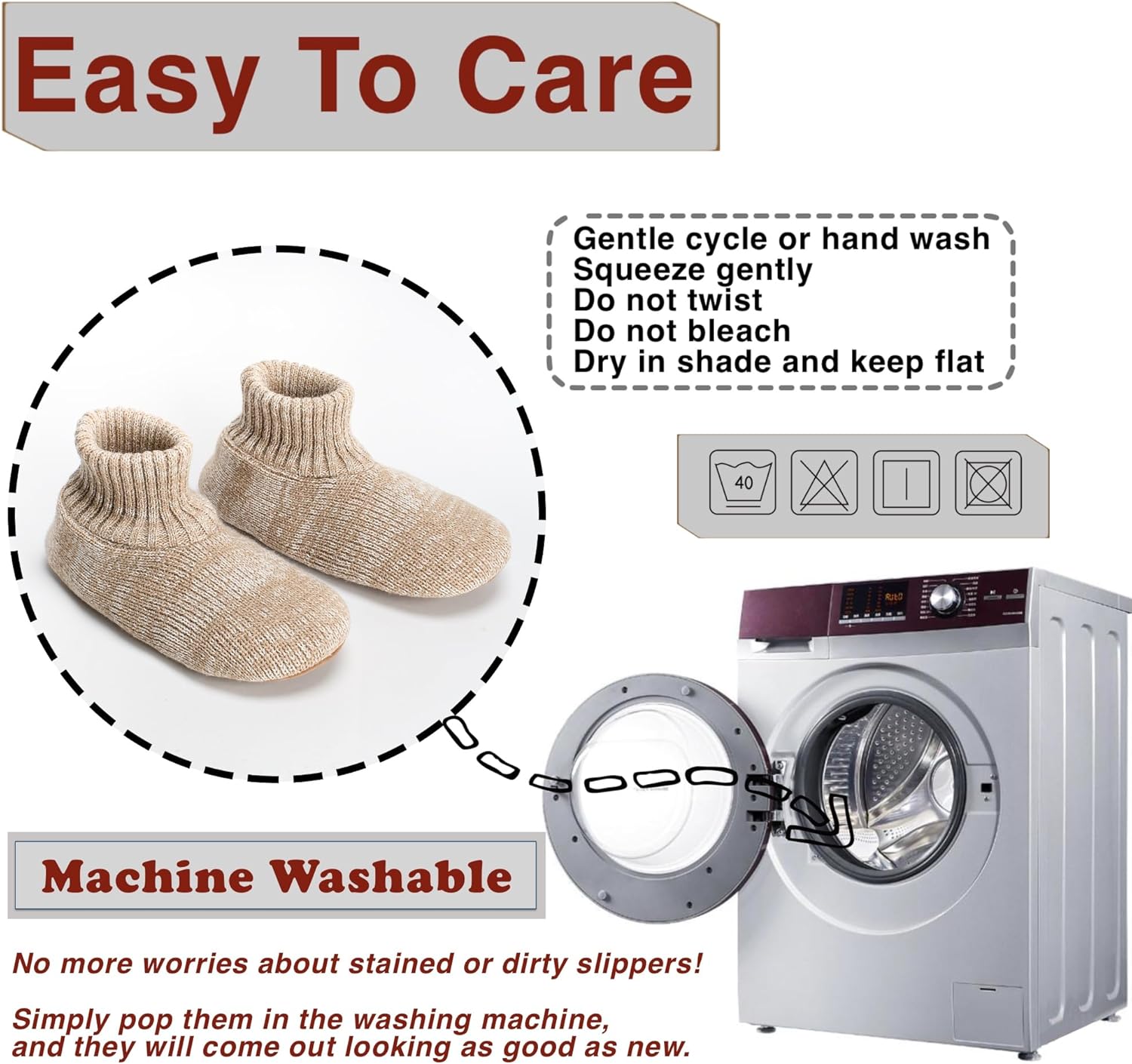 cosyone1997 Men's Slipper Socks, Winter Cable Knit Non-Skid Warm Slipper Socks, Cozy Soft Indoor Socks with Fluffy Sherpa Lined - Image 7