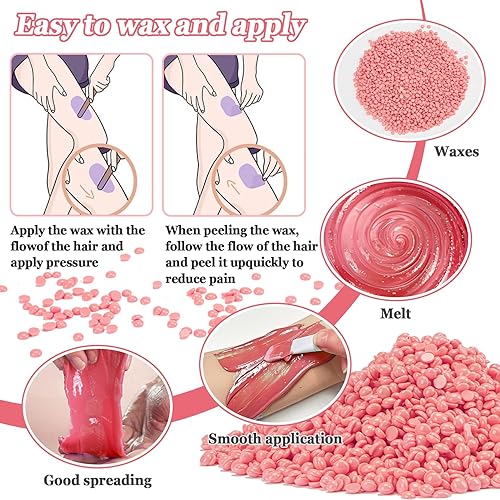 Miniatura 8 de Sukh Cuentas de cera dura para depilación – 15.17 oz, rosa, sin colofonia, hidratante, suave con la piel, evita quemaduras de afeitar, unisex, para