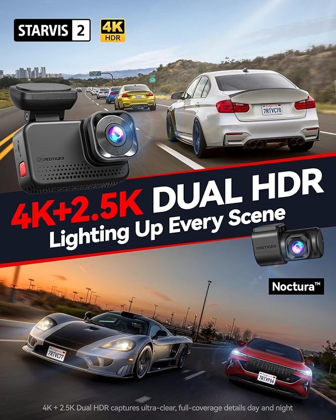 REDTIGER VC70 4K+2.5K Dash Cam WiFi con 24H Parking miniatura 2
