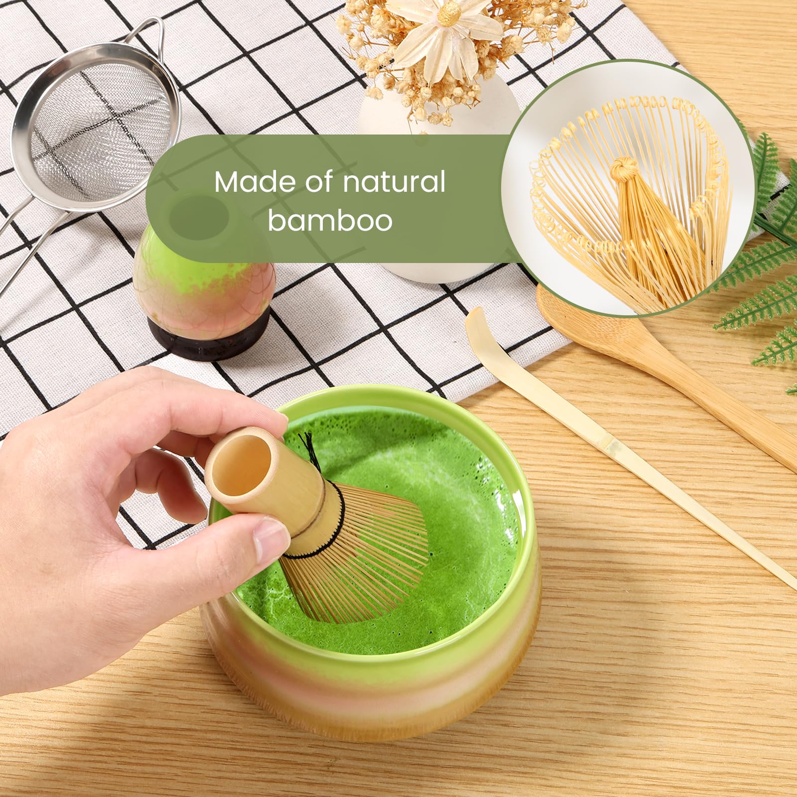 Service à Thé Matcha Japonais 7 Pièces, Kit Avec Bol  Avec Bol Avec Bec Verseur Fouet Matcha Porte Fouet Passoire 88571077
