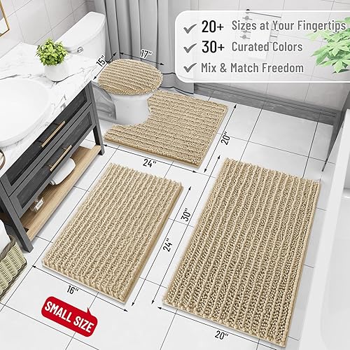 Miniatura 2 de Arotive - Tapete para baño de felpilla de lujo, extra suave, grueso, absorbente, esponjoso, antideslizante, se puede lavar y secar a máquina, para