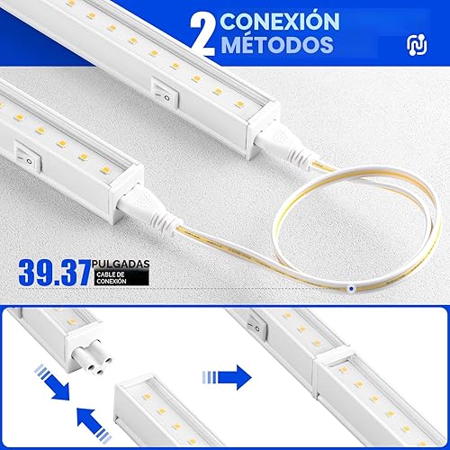 Miniatura 6 de Barrina Luces de Crecimiento T5, Luz de Crecimiento LED de Espectro Completo Blanca de 5000K, 80W de 2 pies (8 x 10W) Luces de Crecimiento
