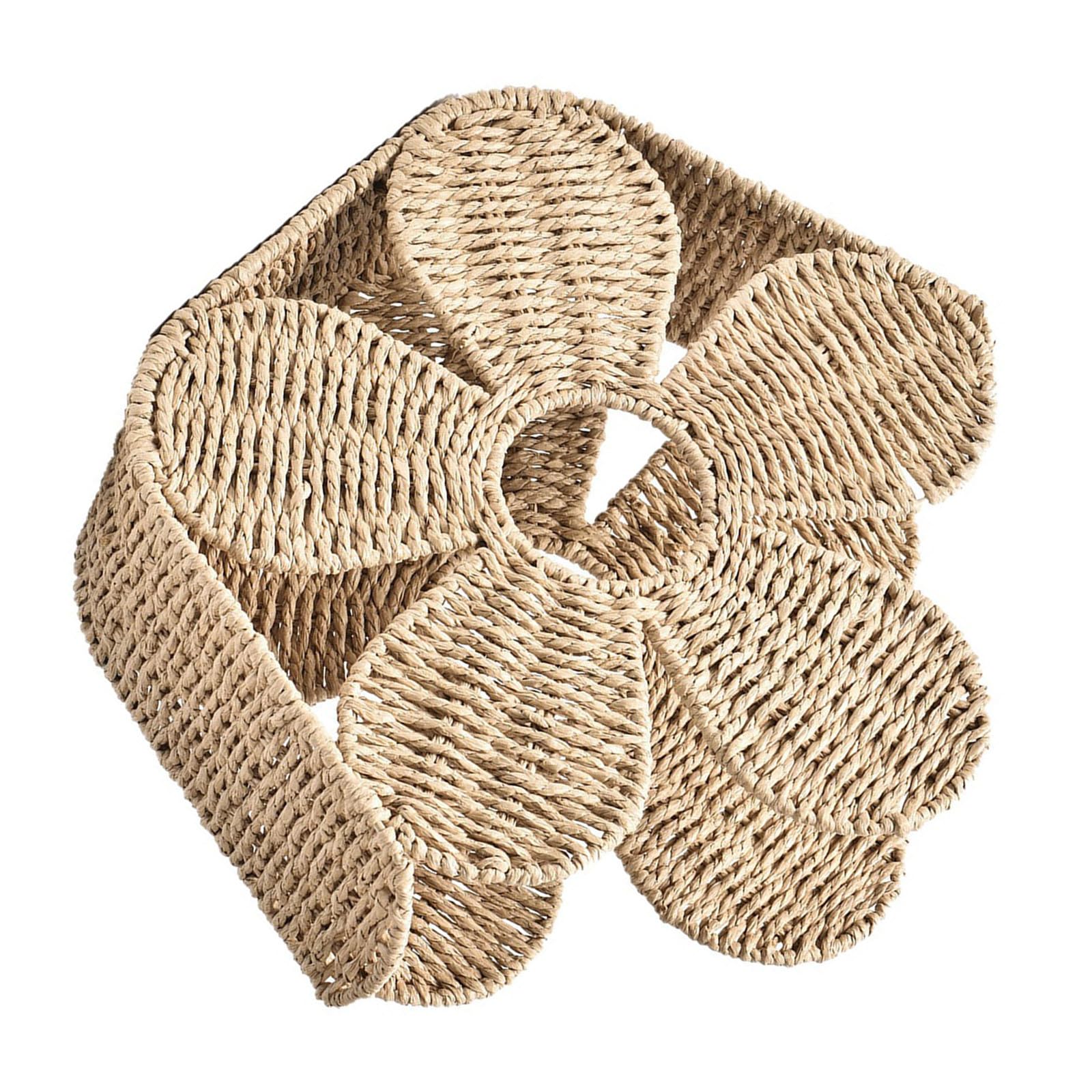 Revistero de cuerda de papel con forma de flor organizador beige para escritorio de oficina