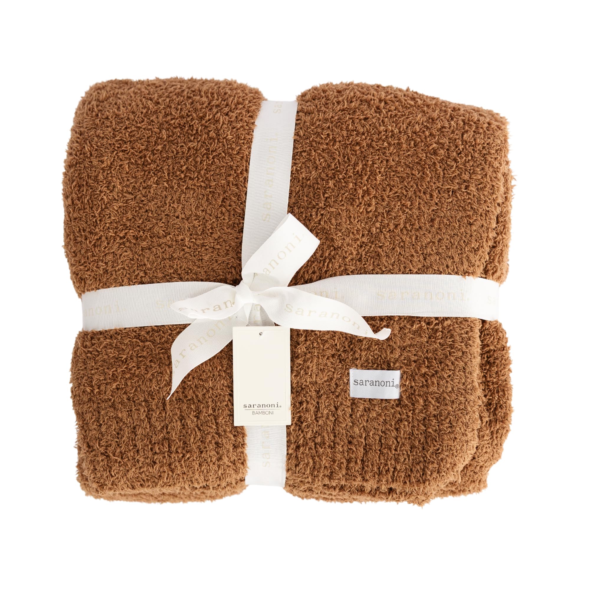 Saranoni Bamboni Luxury Throw Blanket | Oversized Super Soft Plush Home Decorative Comfy Blankets for Couch or Bed | Caramel - X-Large 60” x 80”