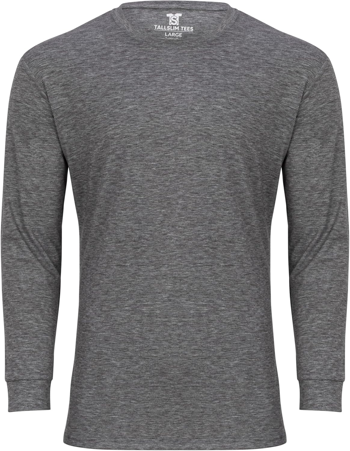 Men's Tall Slim-Fit Long Sleeve Crewneck T-Shirt, Super Soft Poly Blend Long Tee