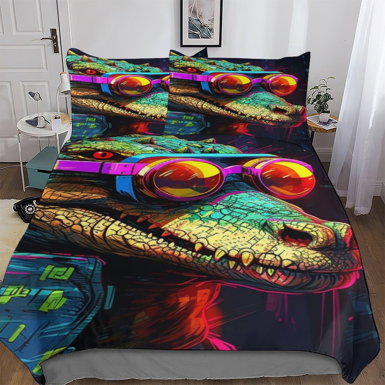 Linge de lit crocodile pour chambre d'enfant, couette douillette 200x200 cm