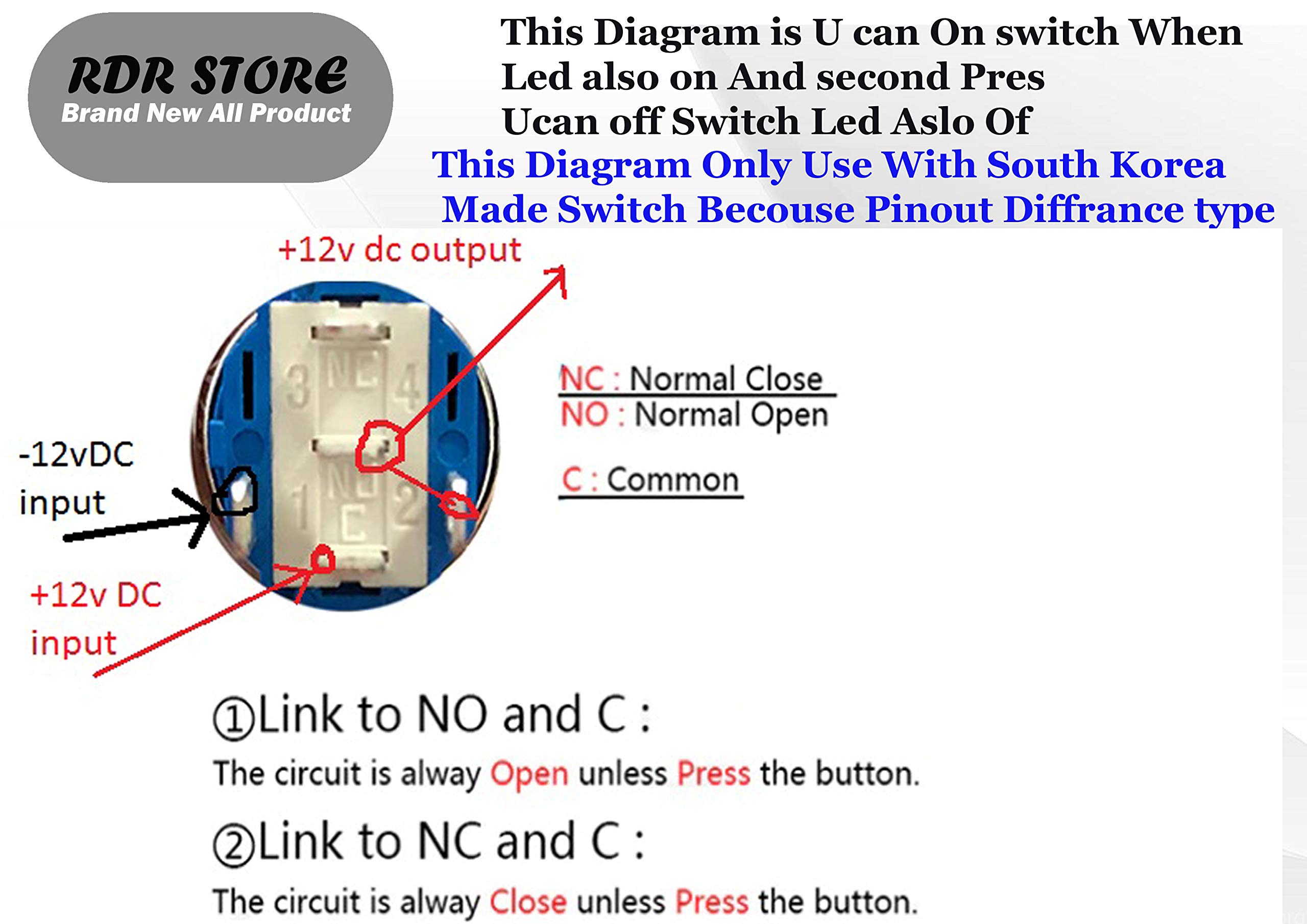 YAMING Green LED Push Button Switch -4