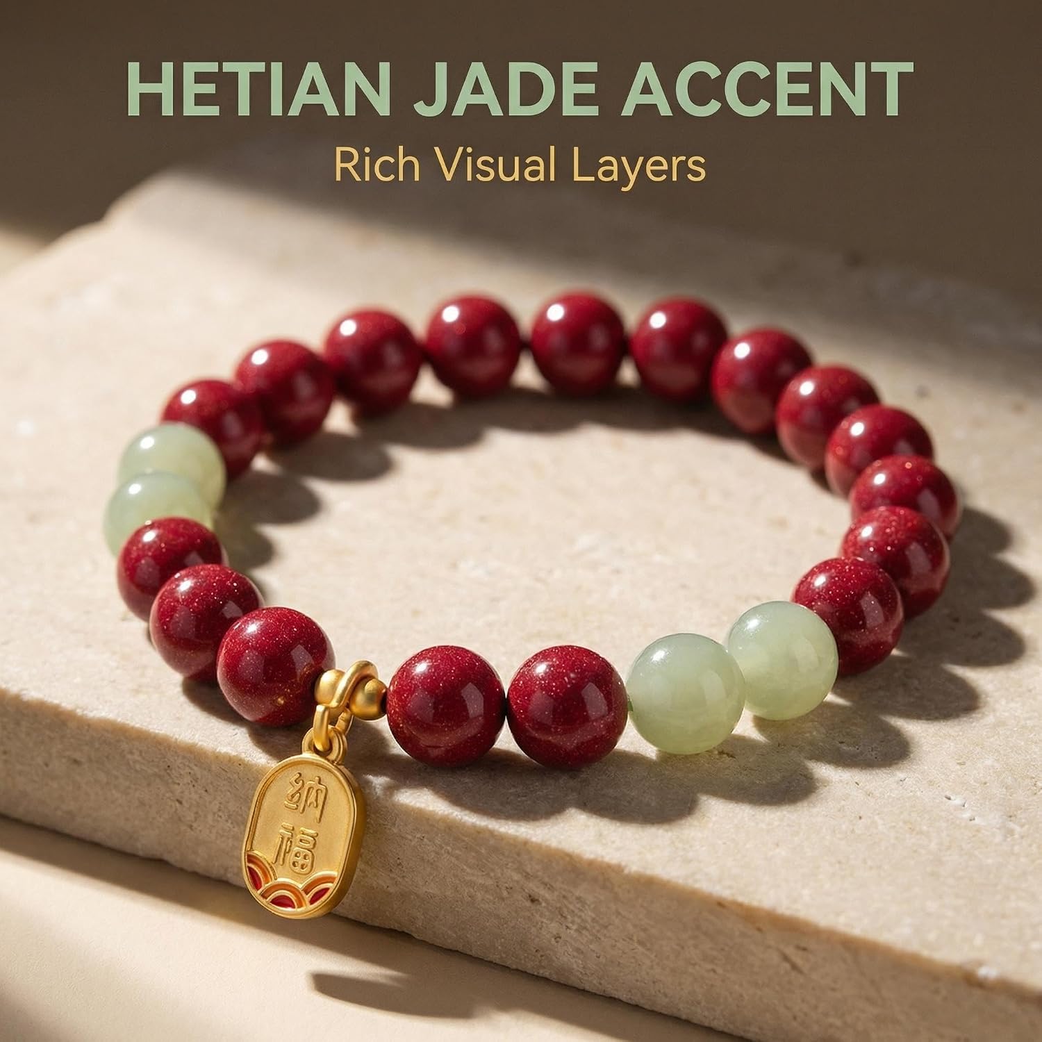 Feng Shui Cinnabar Bracelet for Women – Lotus-Inspired Mystical Oriental Design, Red Jade Beads Handmade with Enamel Decor, Good Luck & Protection Jewelry for Healing Meditation