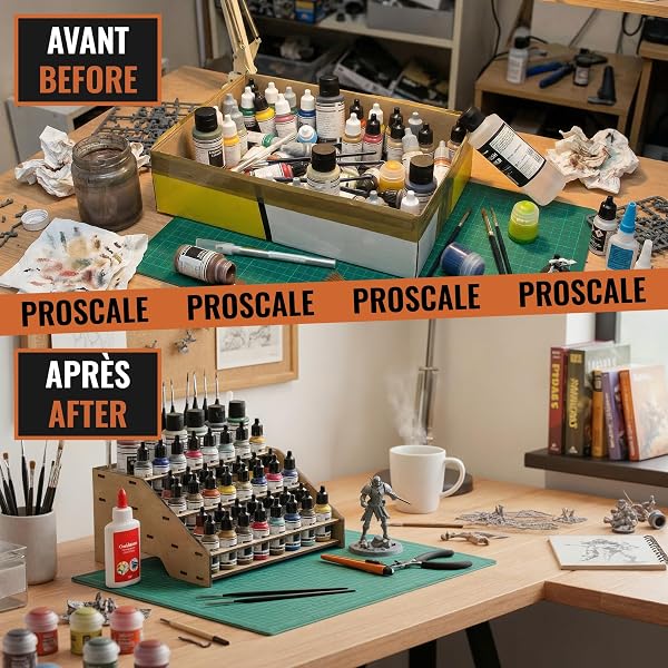 PROSCALE Paint Station Stand Painting Model Wooden Storage Holder Brushes Warhammer Pot Holder Paints Army Painter Brush Holder Vallejo Paint-Station (Holder A) - 5
