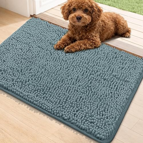 Miniatura 24 de Bcoimo Tapete súper absorbente para puerta de perro, 30 x 20 pulgadas, tapete antideslizante para patas fangosas, alfombras para mascotas para patas