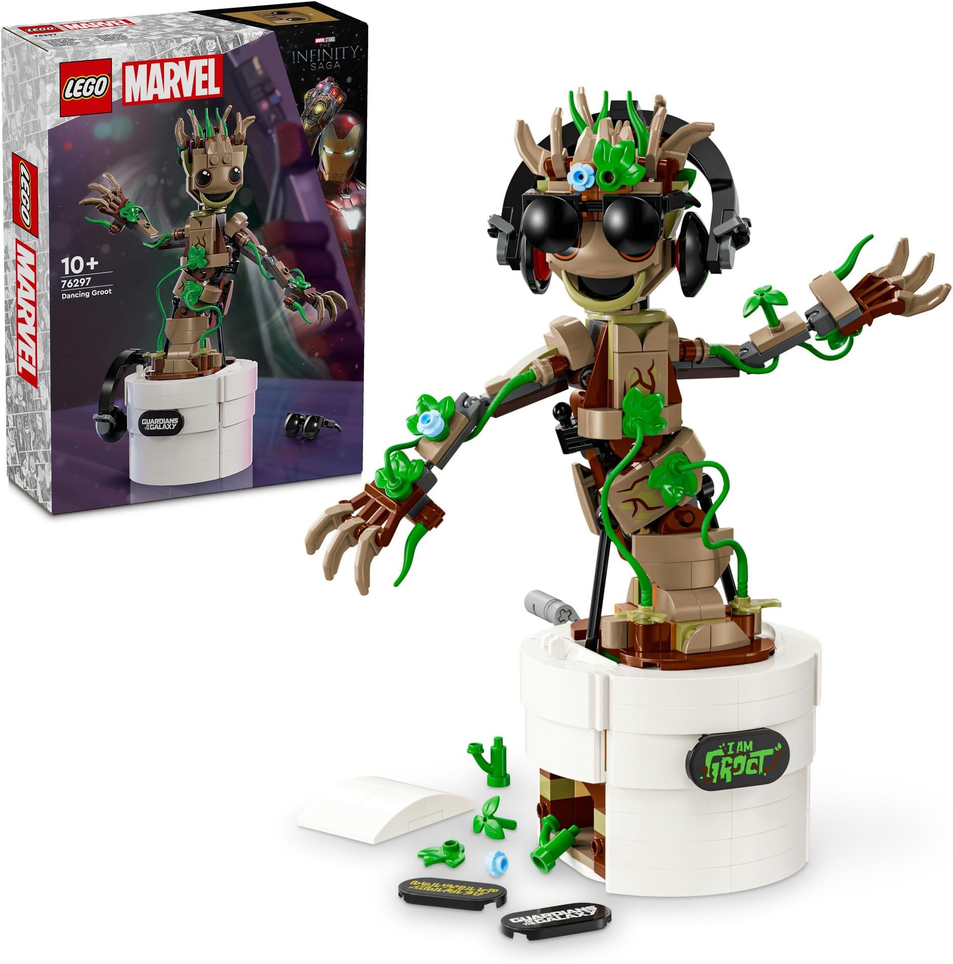 LEGO Marvel Dancing Groot Toy, Building Blocks, Present, Birthday Gift, For Boys, Girls, Children, Ages 10 to 12, Elementary School Students, Marvel Merchandise, Figure 76297