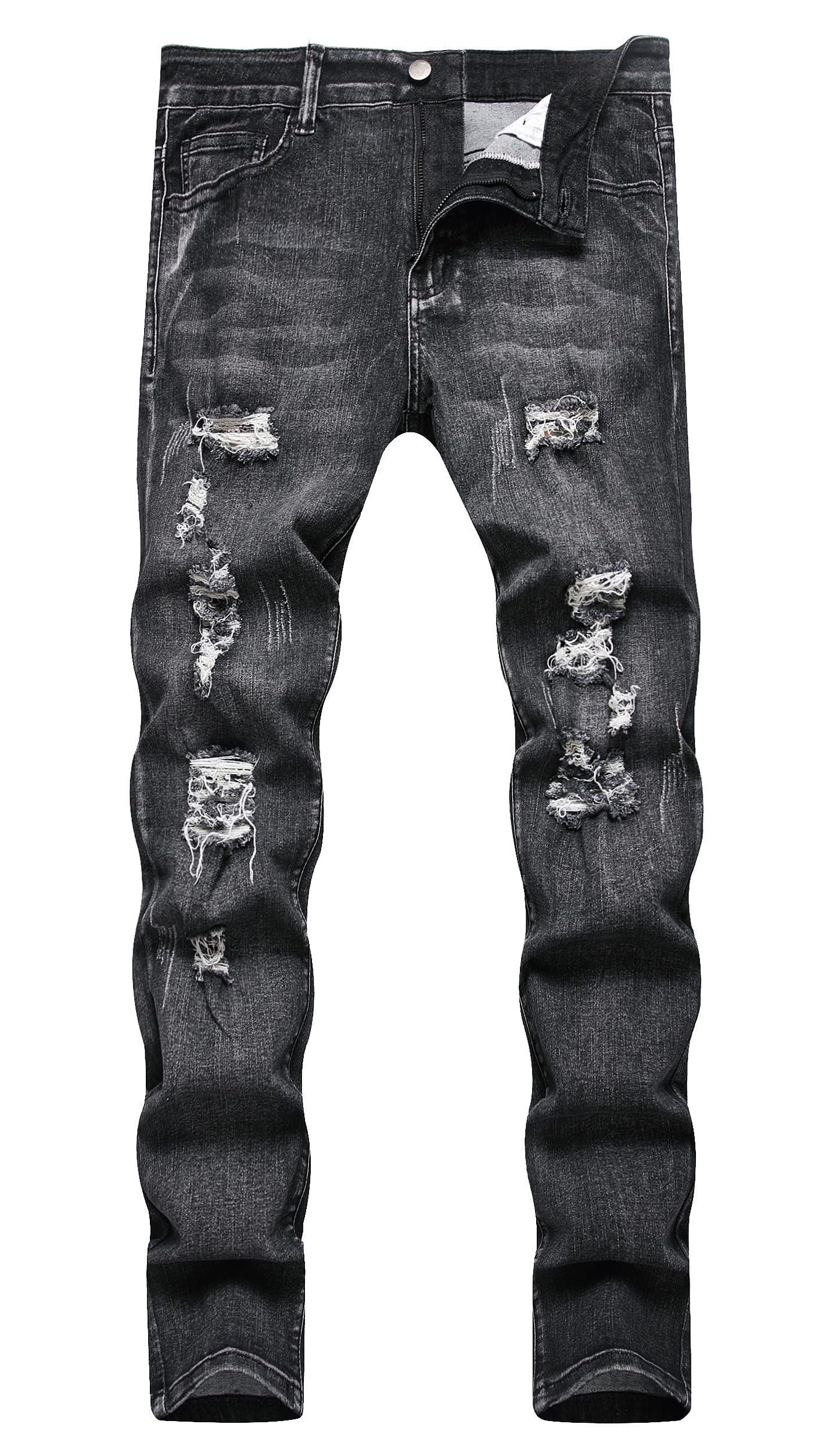 Men's Ripped Skinny Stretch Distressed Destroyed Slim Jeans Denim Pants