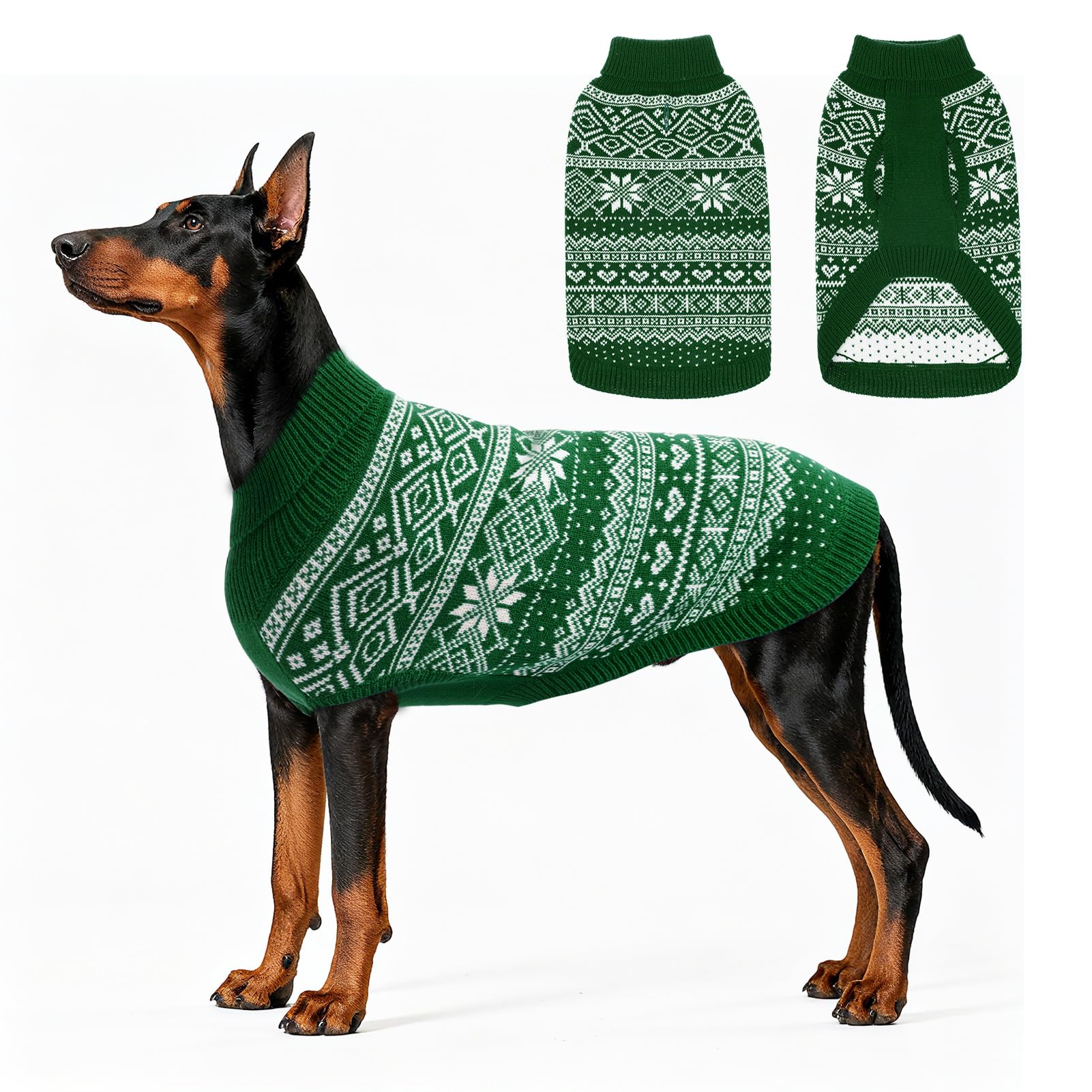 HOMIMP Dog Sweater Argyle - Warm Winter Clothes Puppy Soft Coat, Ugly Dog Sweater for Small Medium and Large Dogs, Pet Clothing Boy Girl, Green XL โ image 1