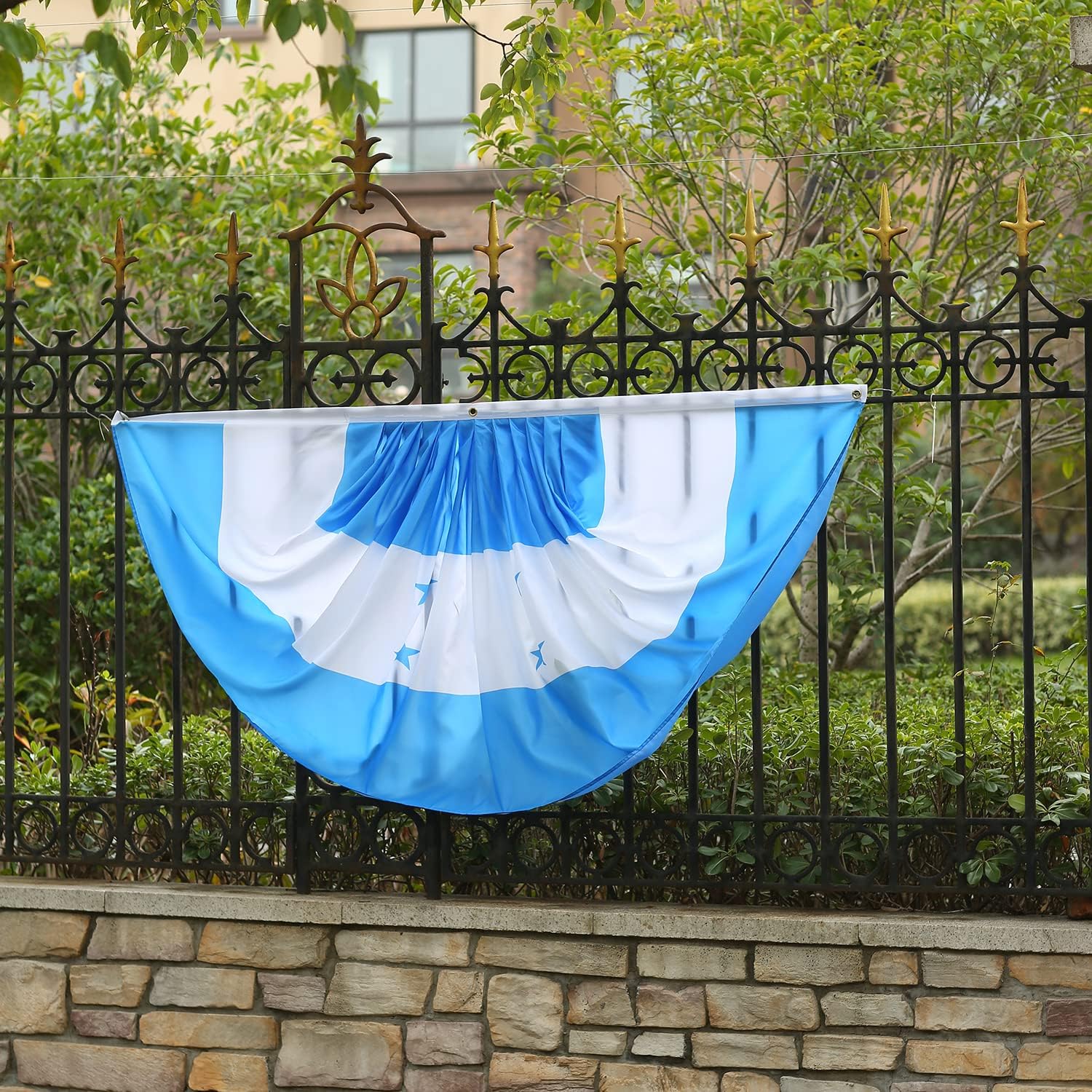 Honduras Honduran Pleated Fan Flag Bunting 3 x 6 Ft Honduras Pleated 2 Pcs Fan Flag Banner Indoor/Outdoor/Front Porch Decorations, Honduras Half Fan Flag Patriotic Holiday decorations, Celebrations.