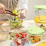 Glass Container Food Storage 32 oz, 4 Cup Overnight Oats Jar, Oven & Microwave Safe Deli Containers with Lids, Freezer Containers for Kitchen, Take Out and To Go, Soup Containers for Food Prep, 4 Pack | Microwave Dishwasher Oven Freezer Safe | Airtig