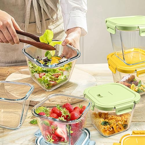 Miniatura 8 de Recipientes de vidrio para sopa con tapas de 32 onzas, 4 tazas de vidrio de borosilicato para almacenamiento de alimentos, tarros aptos para