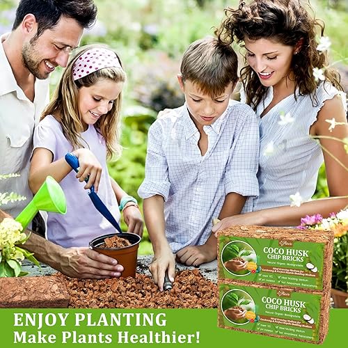 Miniatura 34 de Riare Paquete de 2 sustratos de chips de coco para plantas, 2.2 libras, ladrillo de cáscara de coco 100% orgánico con baja EC y pH equilibrado