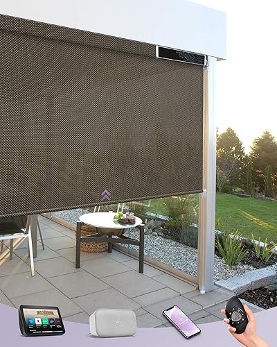 Miniatura 12 de Graywind Persianas motorizadas para exterior de patio, compatibles con Alexa y Google, persianas enrollables eléctricas con energía solar
