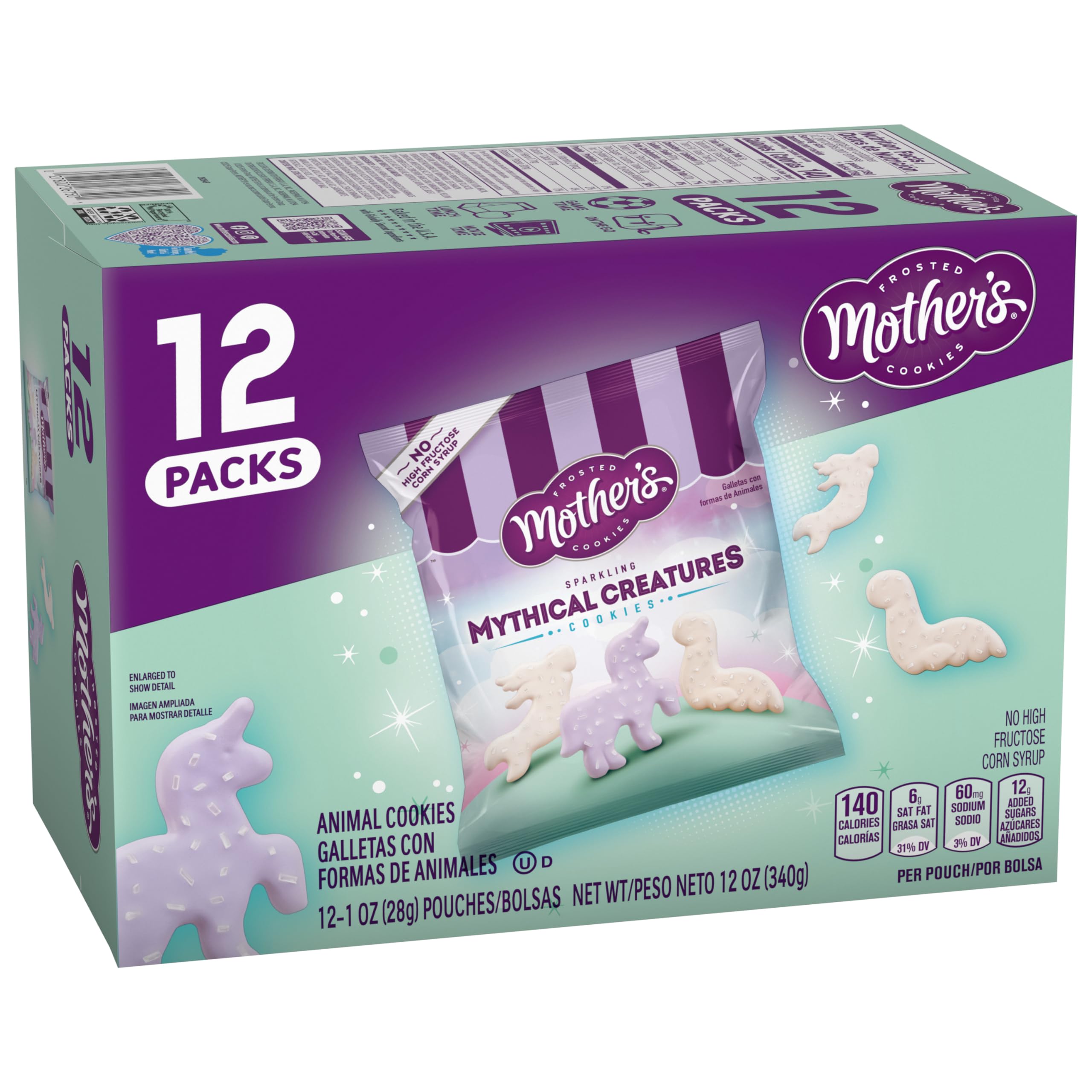 Mother'sSparkling Mythical Creatures Cookies, 1 oz Individual Bags, 12 Count