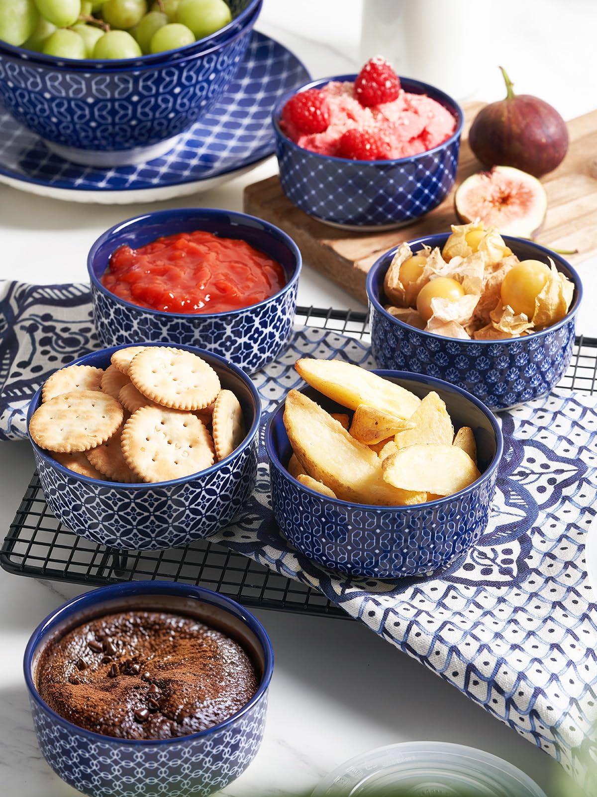 DOWAN Ramekins z pokrywkami, porcelanowe naczynia Ramekin 170 ml do sufletu Creme Brulee, foremki do jajek, foremek na muffinki, mini miska do dipów, miska do pieczenia do piekarnika i frytownicy