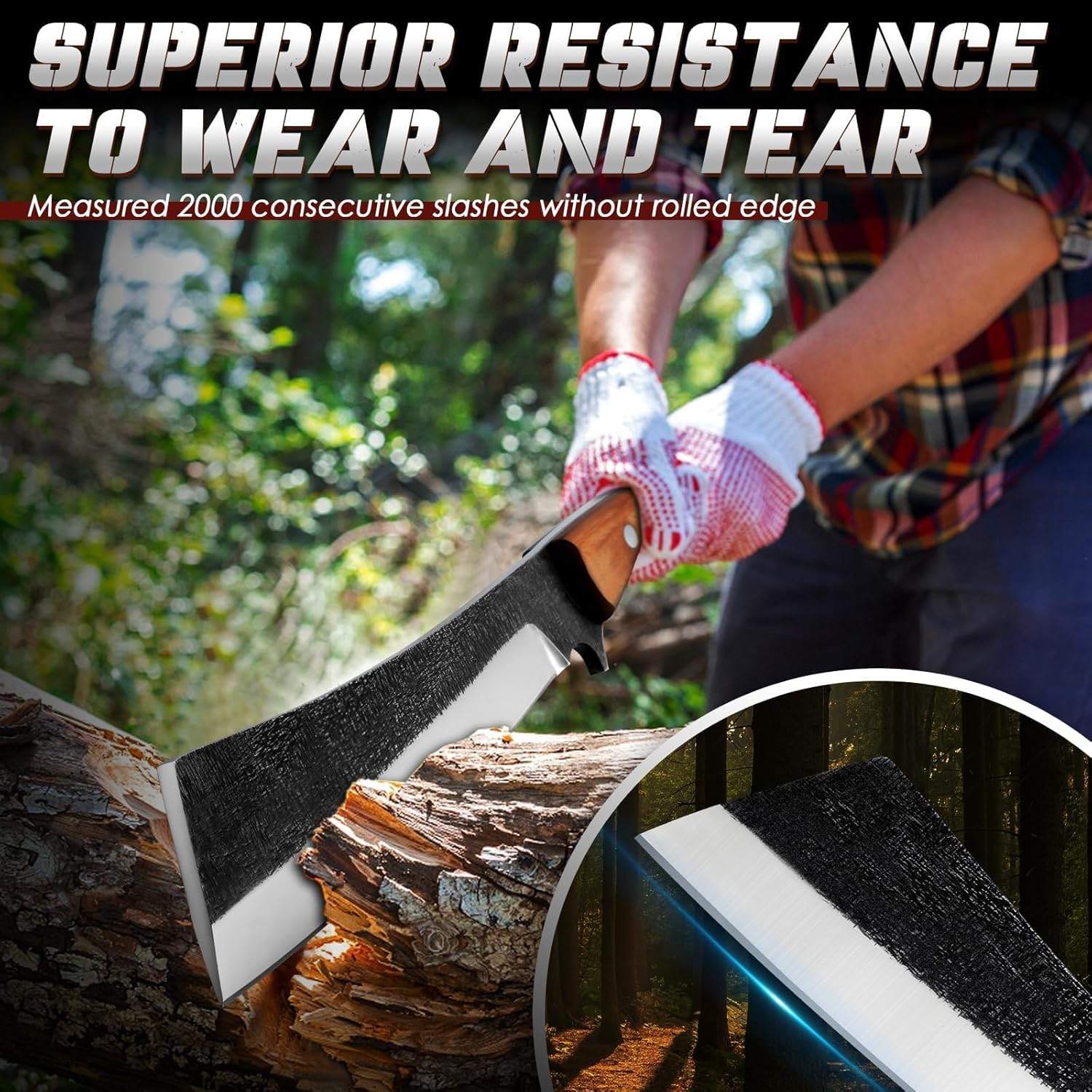 Freelander Japanese Style High Carbon Steel Machete with Red Sandalwood Ergonomic Full Tang Handle and Wood-Leather Sheath, for Camping, Hiking, Yard Work, and Survival,Christmas Gifts for Men Women - Image 7