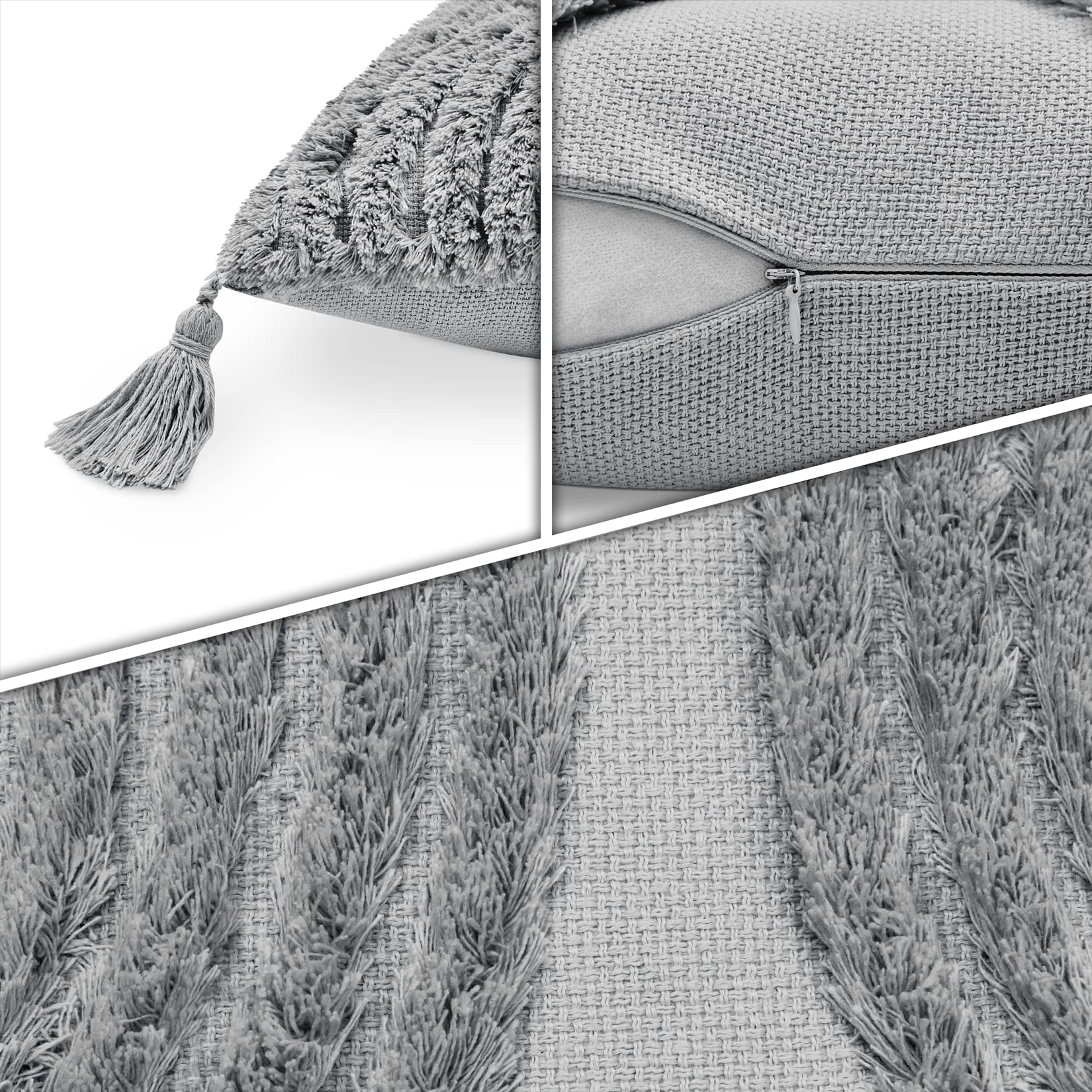 Set di cuscini Boho neutri / Set di cuscini per divano / Tessuto bianco fango / Set di federe per cuscini con texture decorativa / Cuscino lombare - Italia