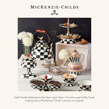MACKENZIE-CHILDS Enamel Teapot, 4 Cups, Black-and-White Courtly Check