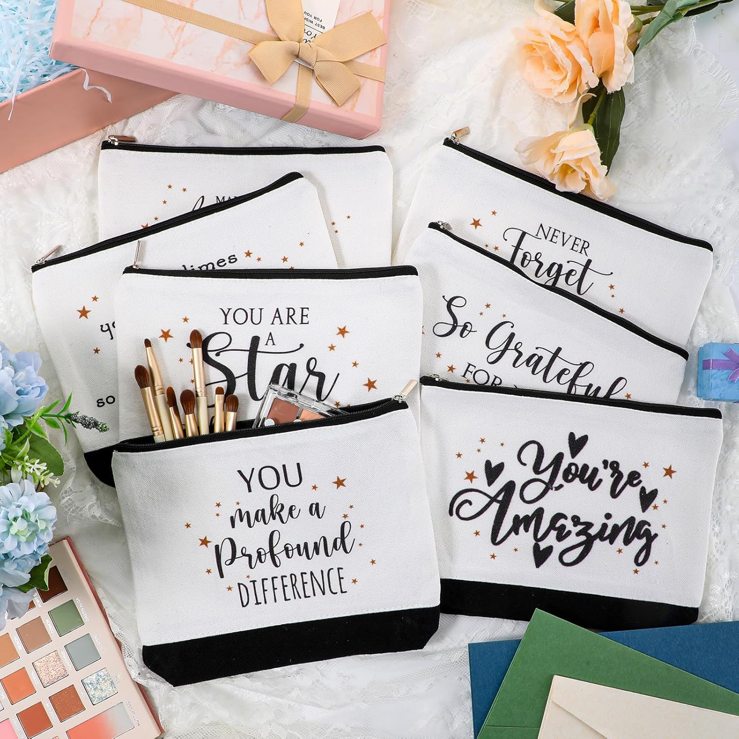 Abbylike 48 Pcs Thank You Gift Tote Bags for Women Mothers Appreciation Employee Canvas Bags Teacher Coworker Staff Nurse