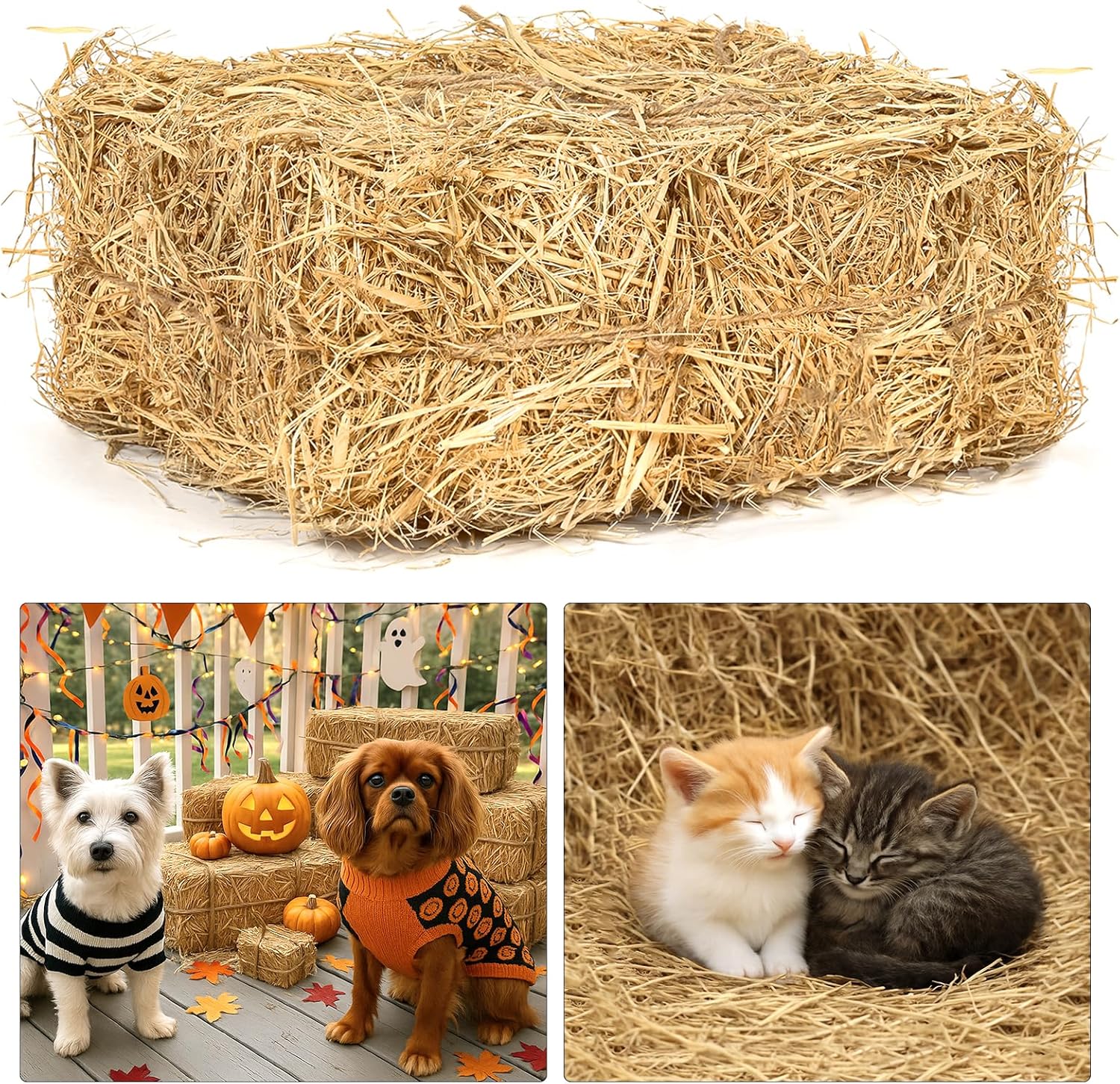BobbleT Natural Wheat Straw – 5 LB Clean & Dry Straw Bedding for Cats, Soft Straw for Cat Shelters, Cozy Warm Bedding for Stray Cats, Dogs & Poultry, Ideal for Chicken Coop, Great for Decoration