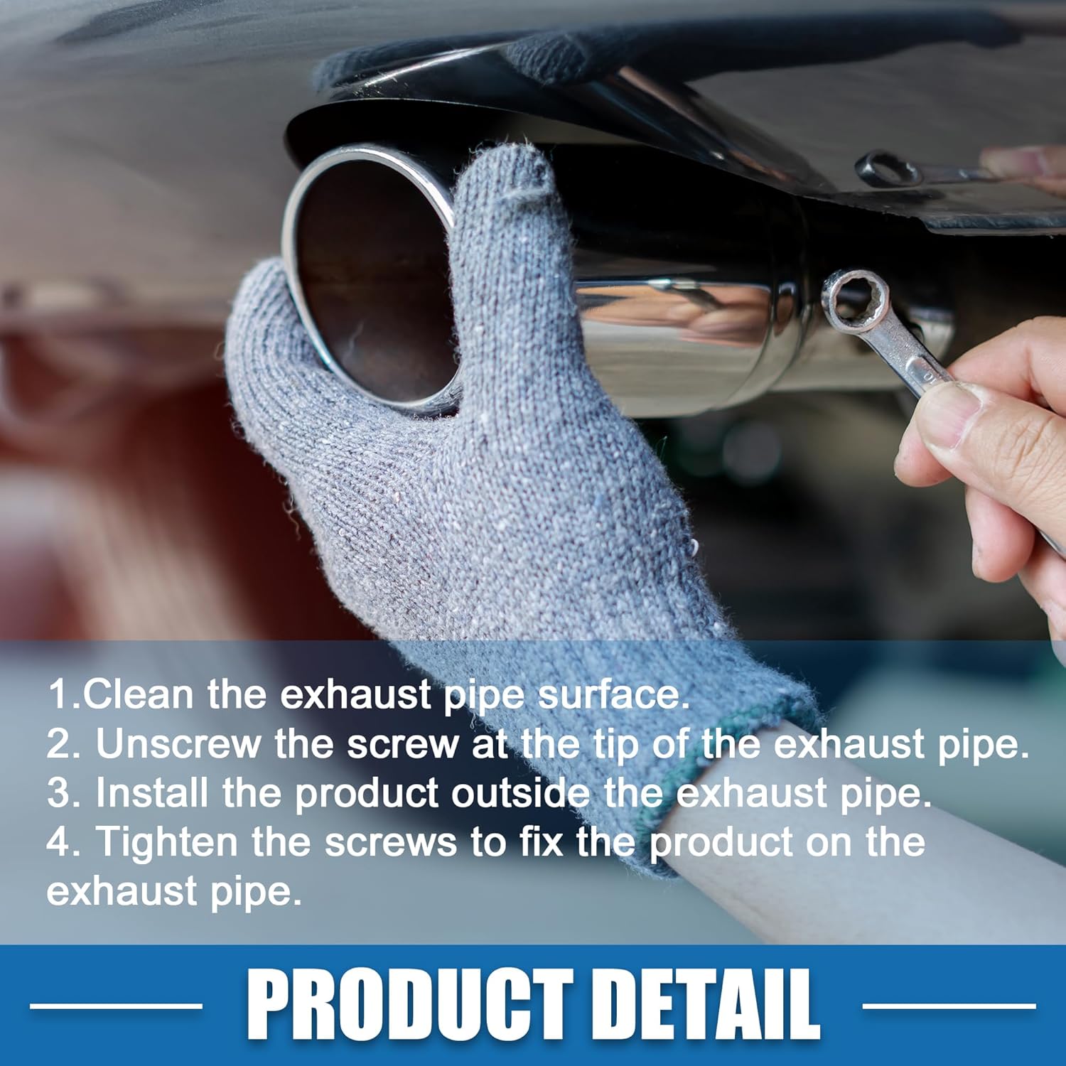 Car Truck Exhaust Tip Tail Pipe Adjustable 1.06-2.17 Inch Inlet 2.64Inch Outlet 8.7Inch Length Bolt-On Muffler Tip Stainless Steel Black