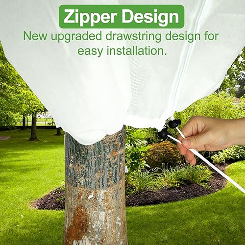 Miniatura 4 de SPORTYOUTH Paquete de 4 cubiertas para plantas con protección contra la congelación de 23.6 x 23.6 pulgadas, bolsa de 2.2 onzas con cordón de