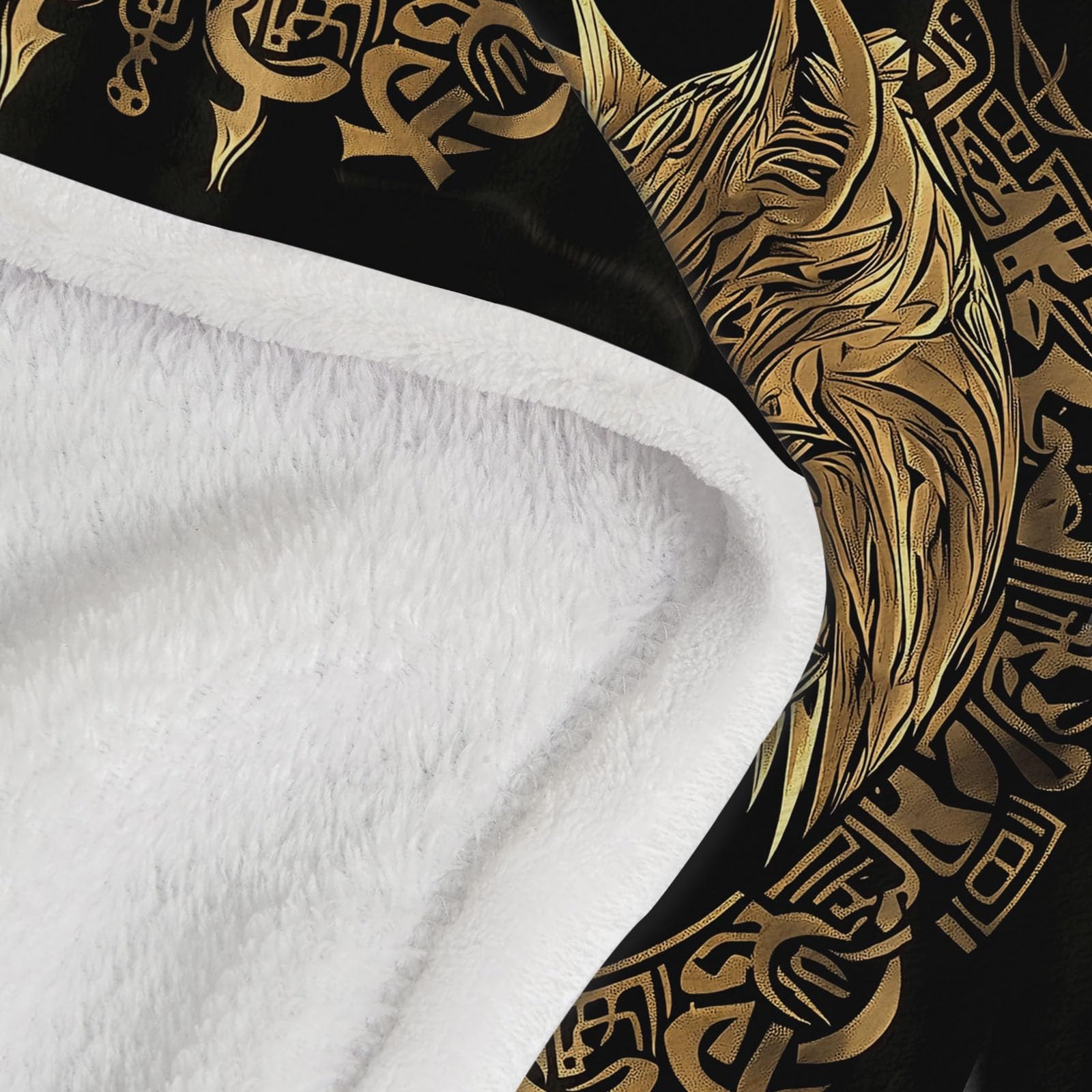 Manta Polar de Franela de Microfibra Animales Tradicionales Pintados A Mano Mantas Impresas para la Siesta del sofá, para sofá Cama, Dormitorio, Sala de Estar 180 x 200 cm, Negro Dorado