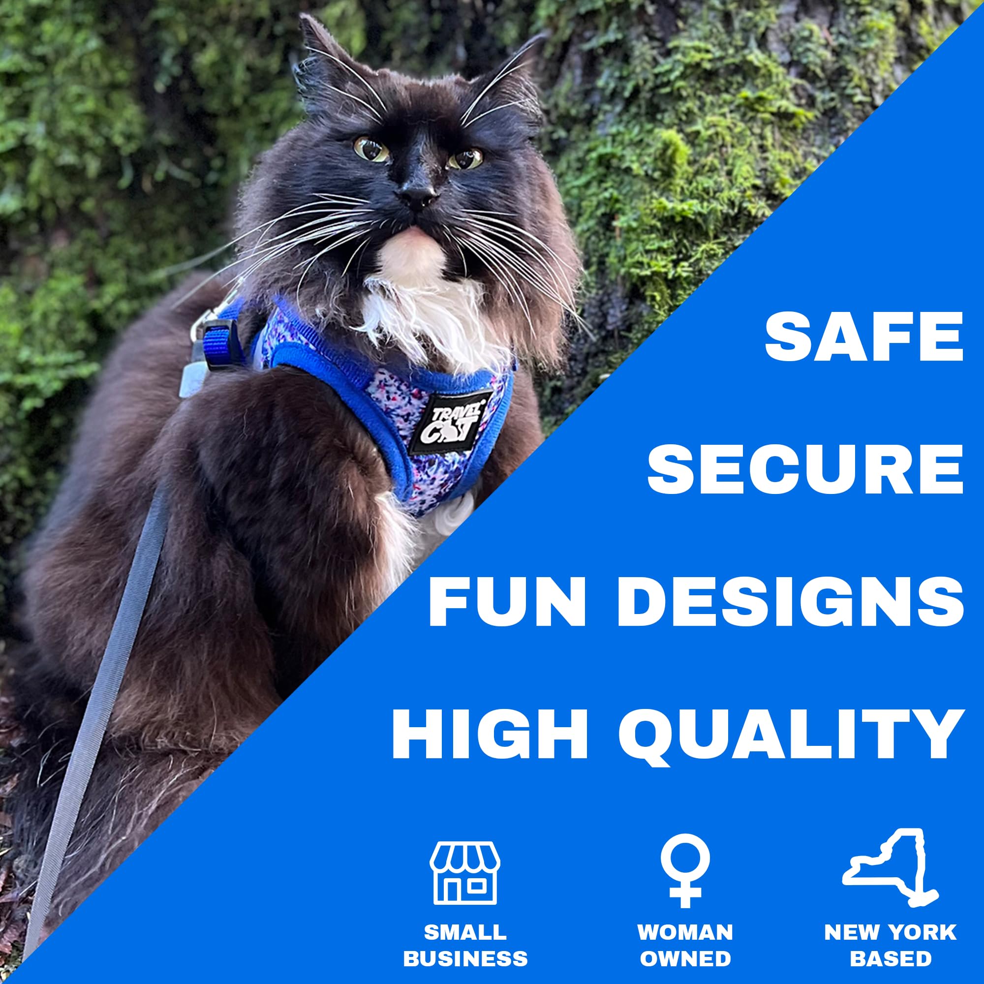 Ensemble Harnais et Laisse de Voyage pour Chat – Harnais réglable en Maille et Sangle réfléchissante – Gilet de Marche Confortable pour Chaton pour la Promenade en Plein air, la randonnée (Taille S