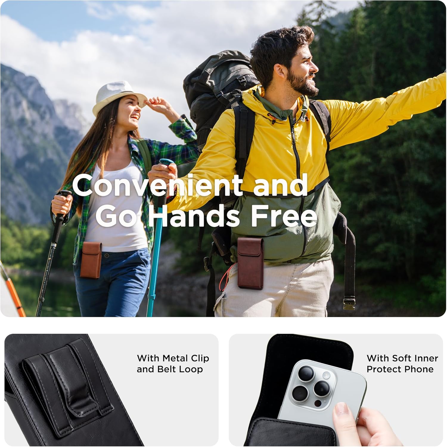 Holster for Galaxy S25 Ultra S24 Ultra S23 Ultra 5G Note 20 Ultra 5G Note 10+ Plus 5G, Premium Leather Pouch with Belt Clip Phone Holster Belt Case, Black -XL - Image 5