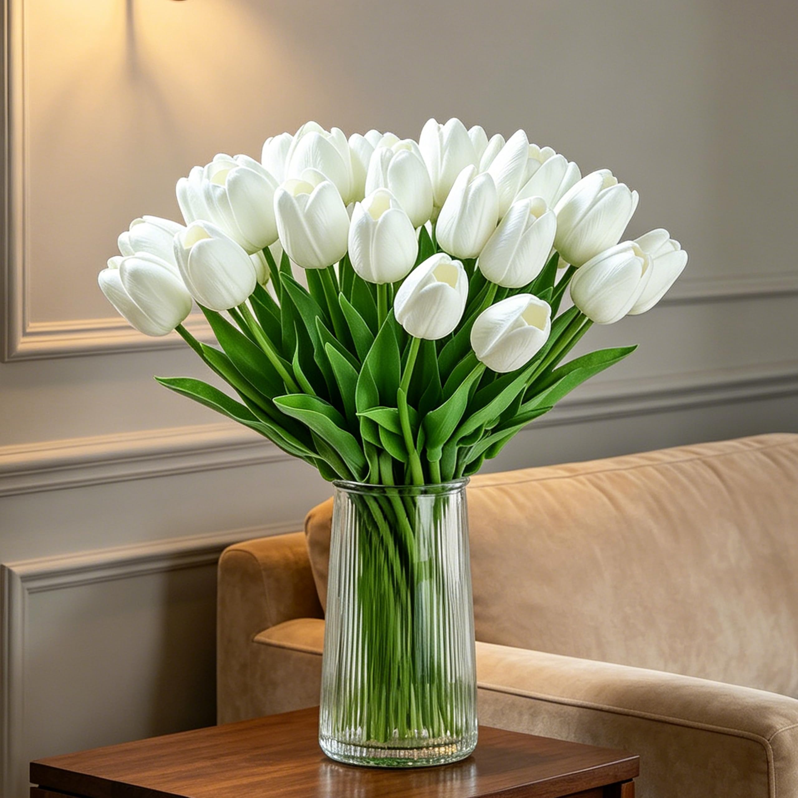 Ramo de boda de tulipanes blancos XIANNVXI, flores artificiales para regalo del Día de la Madre