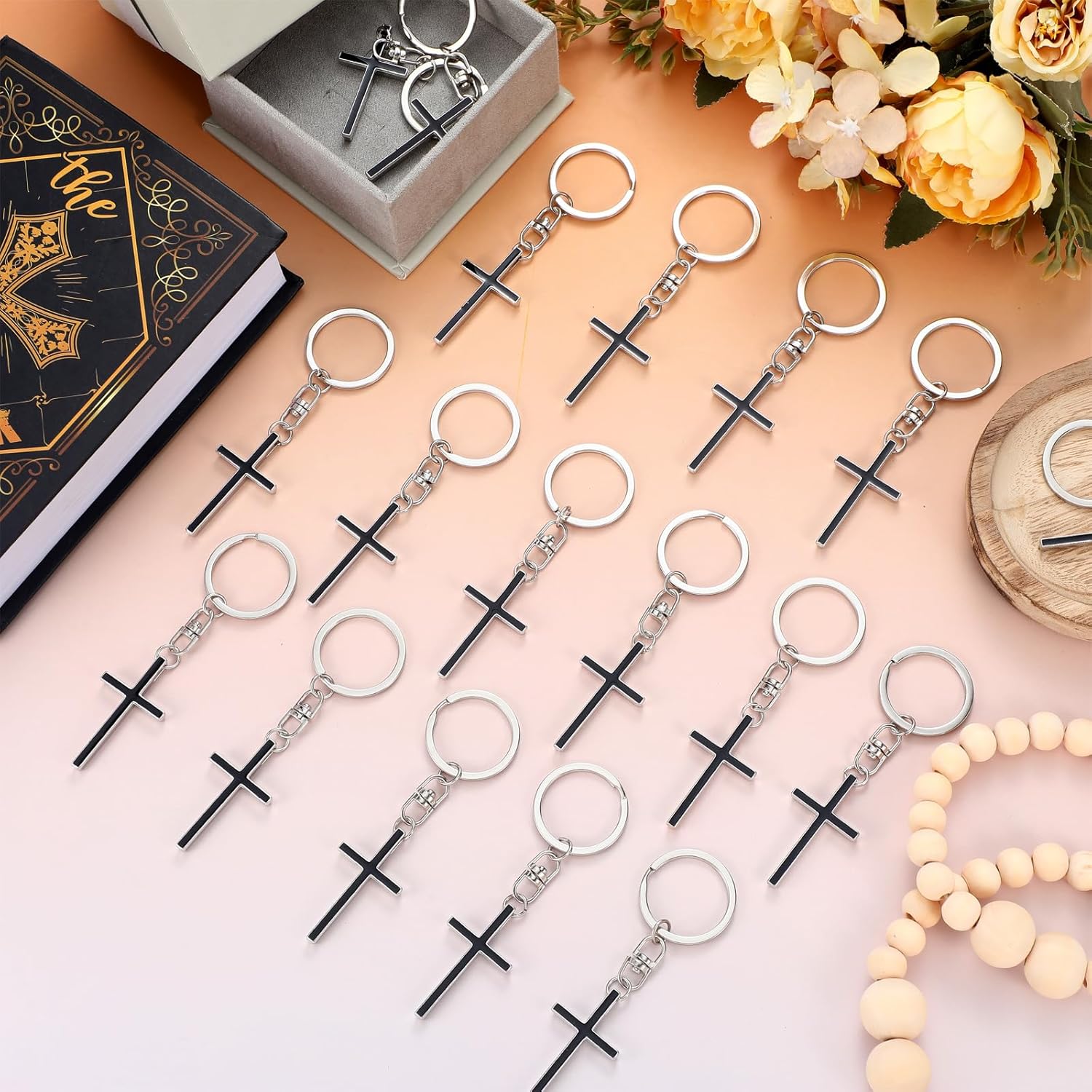 Landical 20 Pcs Cross Keychain Bulk Stainless Steel Christian Cross Keyrings Religious Key Holders Jesus Key Accessories Religious Keychain for Men for Christians Easter Prayer Gifts - Image 5