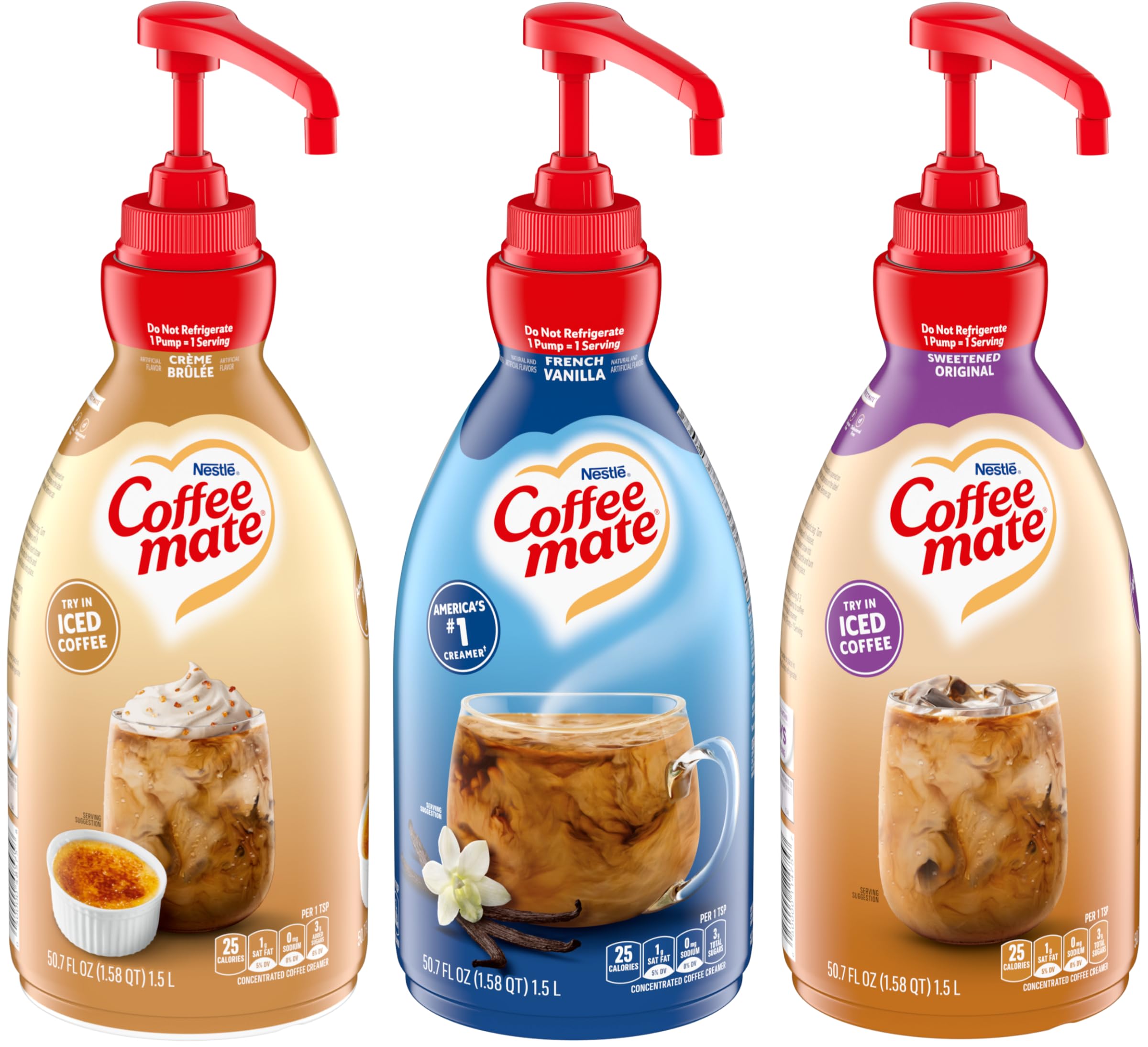 Coffee Mate Cream Brulee / 50.72 Fl Oz (Pack of 3) / 3 Plant-Based Coffee Creamers