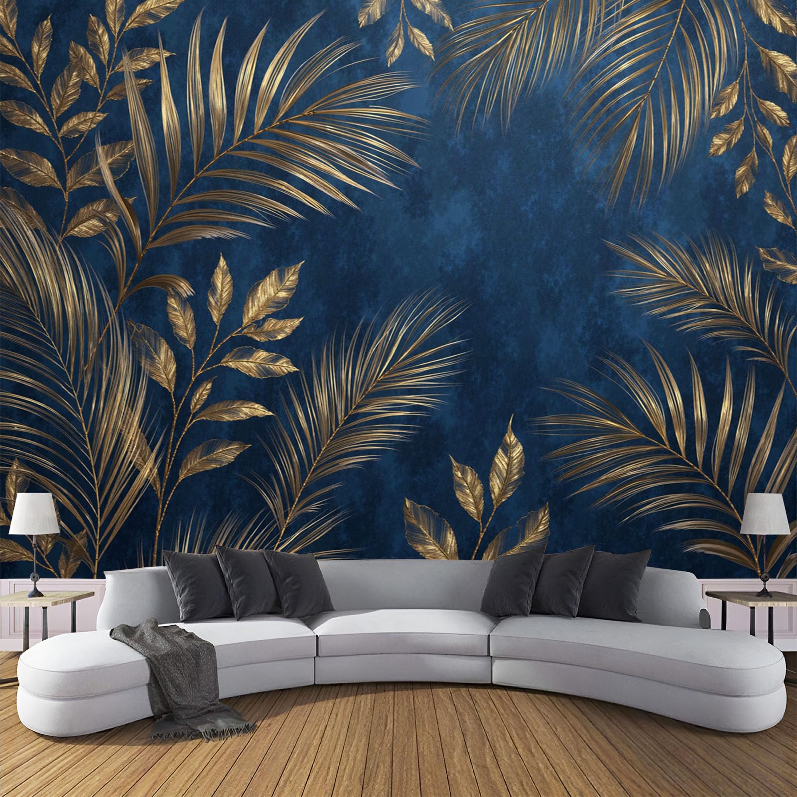 Papier peint panoramique bleu marine de 400x280cm pour décoration murale salon et chambre