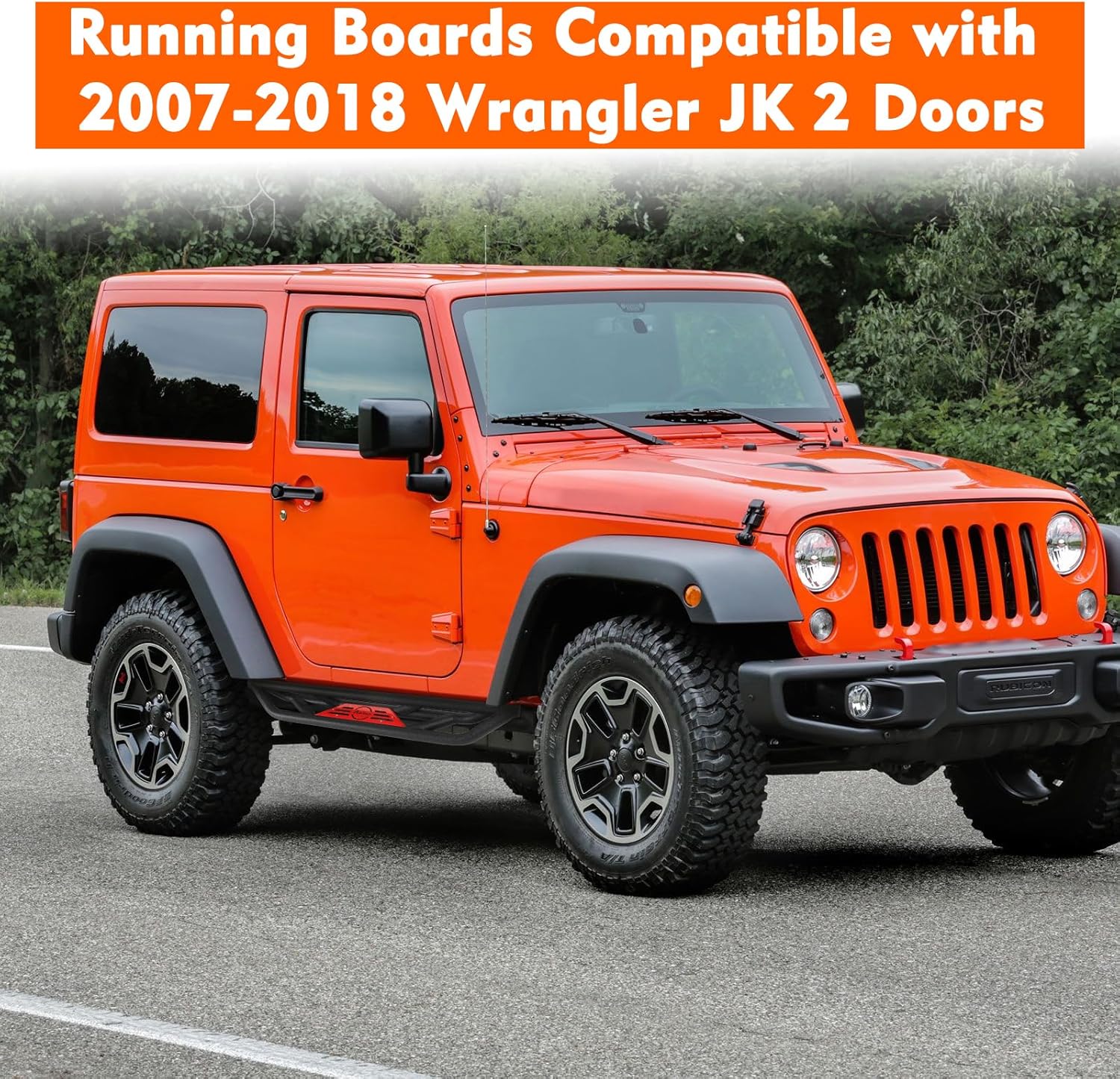 Running Boards, Side Steps Compatible with Wrangler JK 2 Doors 2007-2018, Black Powder Coated JK Nerf Bar, All-Steel Build Drop Side Steps Rails, Heavy-Duty Side Steps