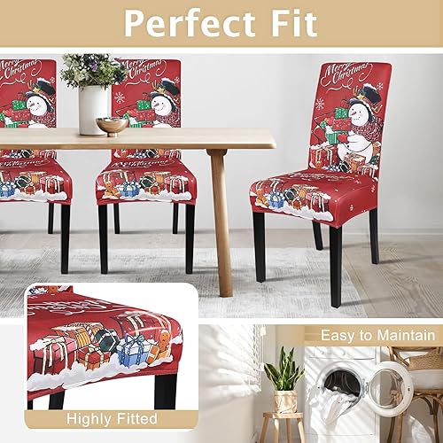 Miniatura 5 de SearchI Juego de 6 fundas estampadas para sillas de comedor, fundas elásticas para sillas de cocina, lavables, fundas protectoras extraíbles para