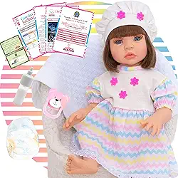 Boneca Bebê Reborn Menina Realista em Silicone com Roupinha e Acessórios Inclusos 45 cm (Arco-íris)
