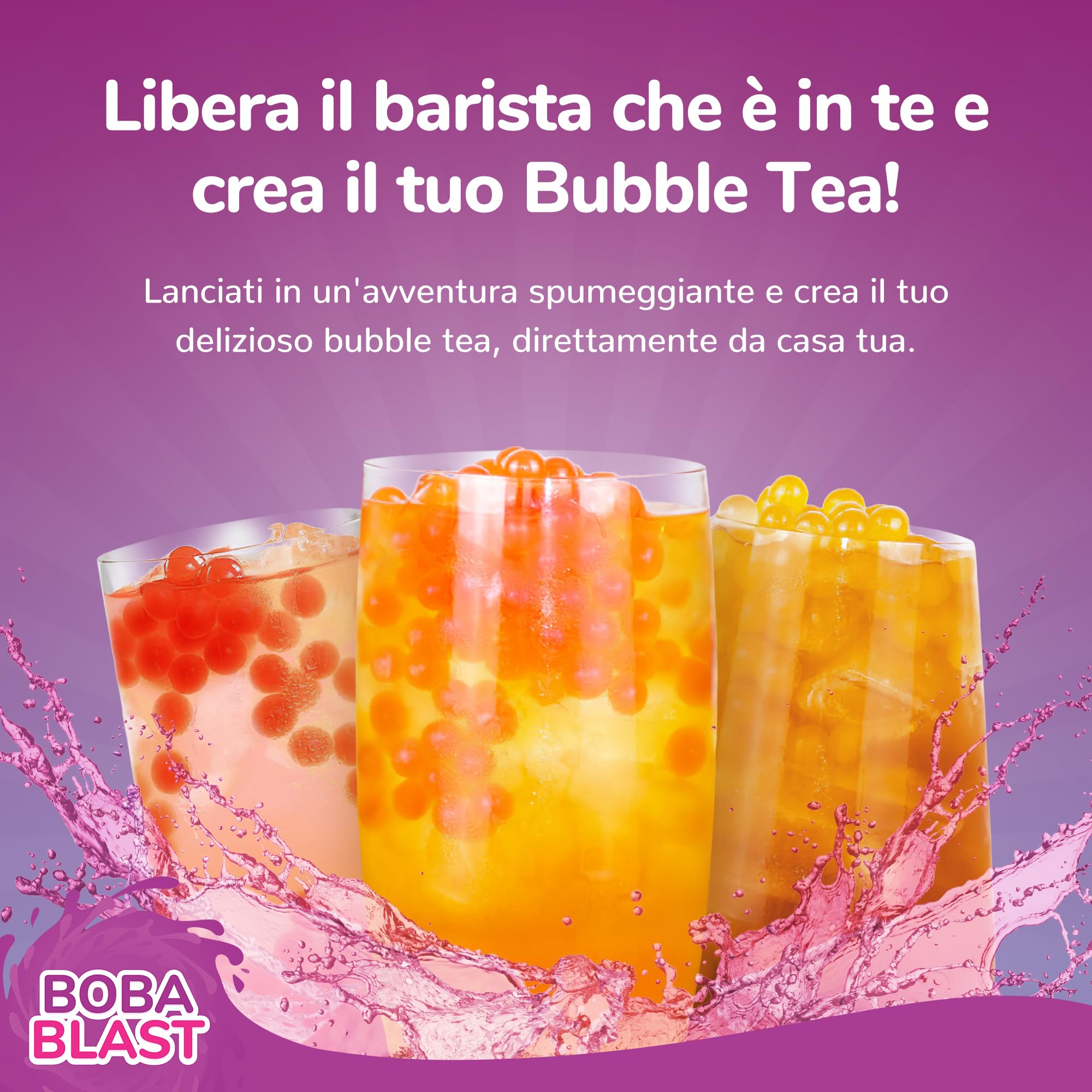 BobaBlast Bubble Tea Kit Completo (240 g) - Perle Bubble Tea ai 3 Gusti Fruttati Fragola, Ananas e Miele - Popping Perle Divertente, Veloce da Preparare e Delizioso - Per Amici e Famiglia