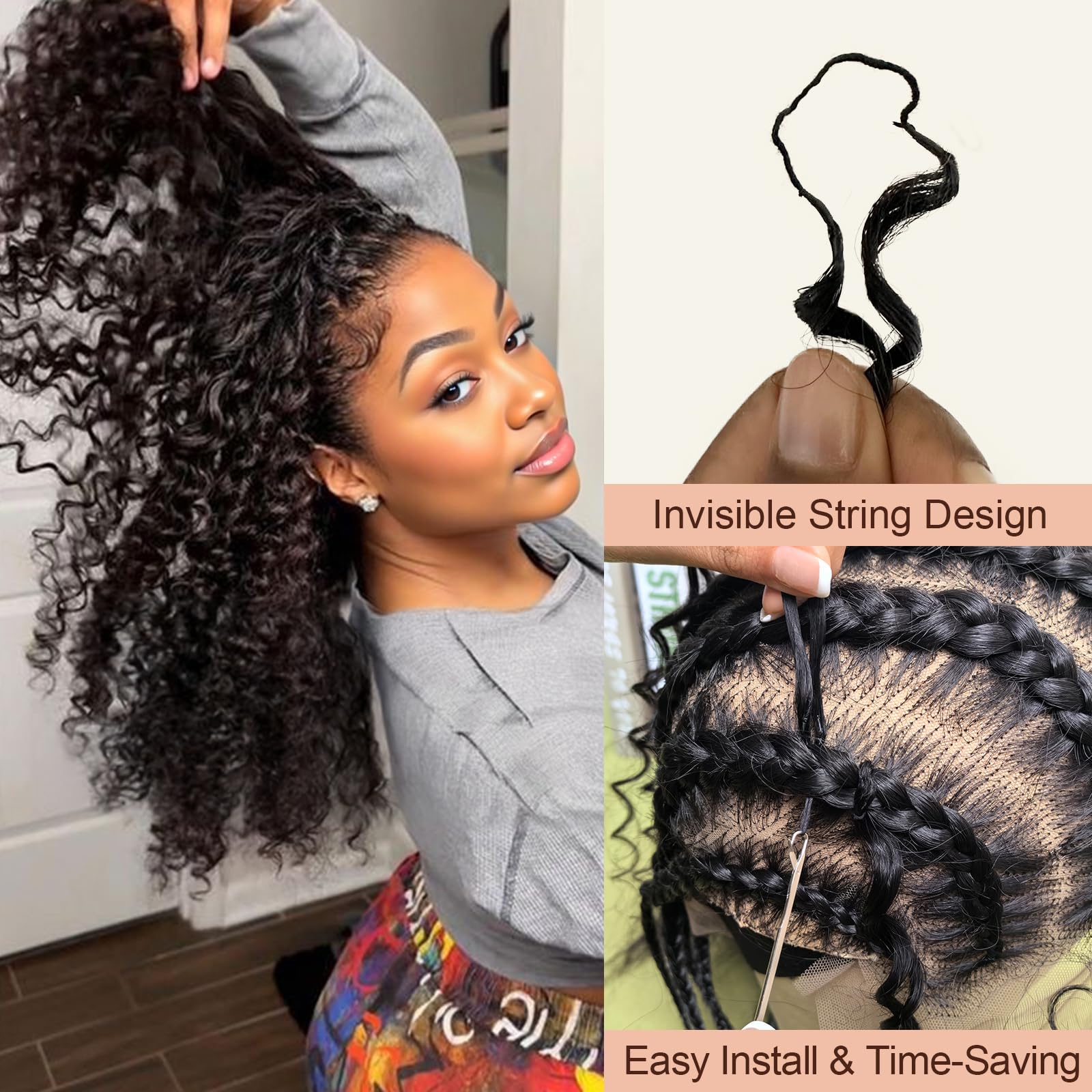 Extension di capelli umani all'uncinetto, per donne nere, con piume, all'uncinetto, ondulati, capelli umani ondulati, 40,6 cm, 150 g, pre-separati, invisibili, 40 cm, 150 g