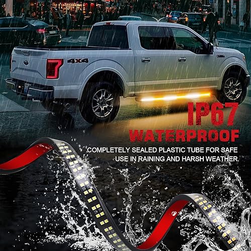 Miniatura 3 de AINBIN Tira de luces estroboscópicas de emergencia 2 en 1 de 70 pulgadas para camión, 864 luces LED para estribo, barra de luces LED ámbar y blanco,