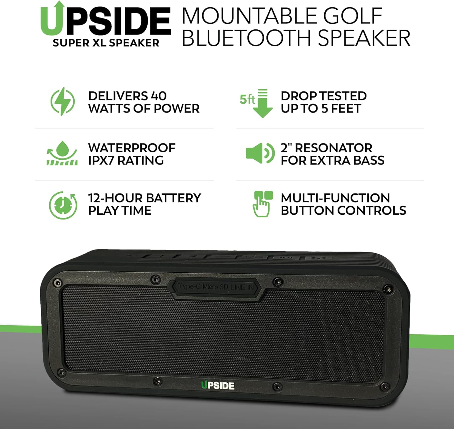 upside golf magnetic bluetooth speaker for golf cart super xl pro waterproof sound system mountable golf cart speaker awesome 120 foot wireless