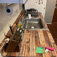 Vista 4 de TANONE Papel de contacto de madera para cocina, papel tapiz autoadhesivo extraíble, impermeable, papel de pared Shiplap de vinilo para armarios