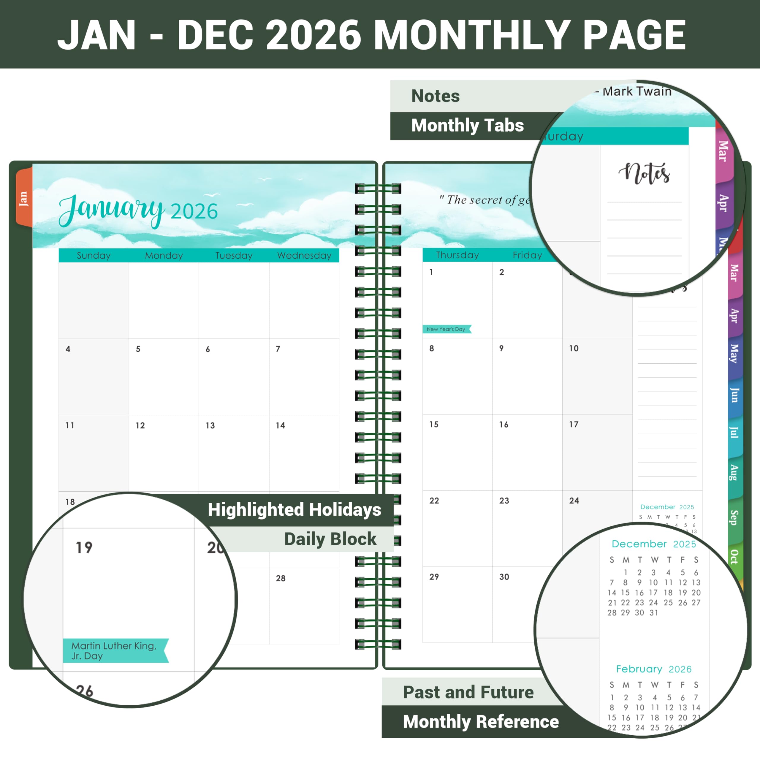 Snapklik.com : 2026 Planner - 2026 Planner Weekly And Monthly, JAN ...