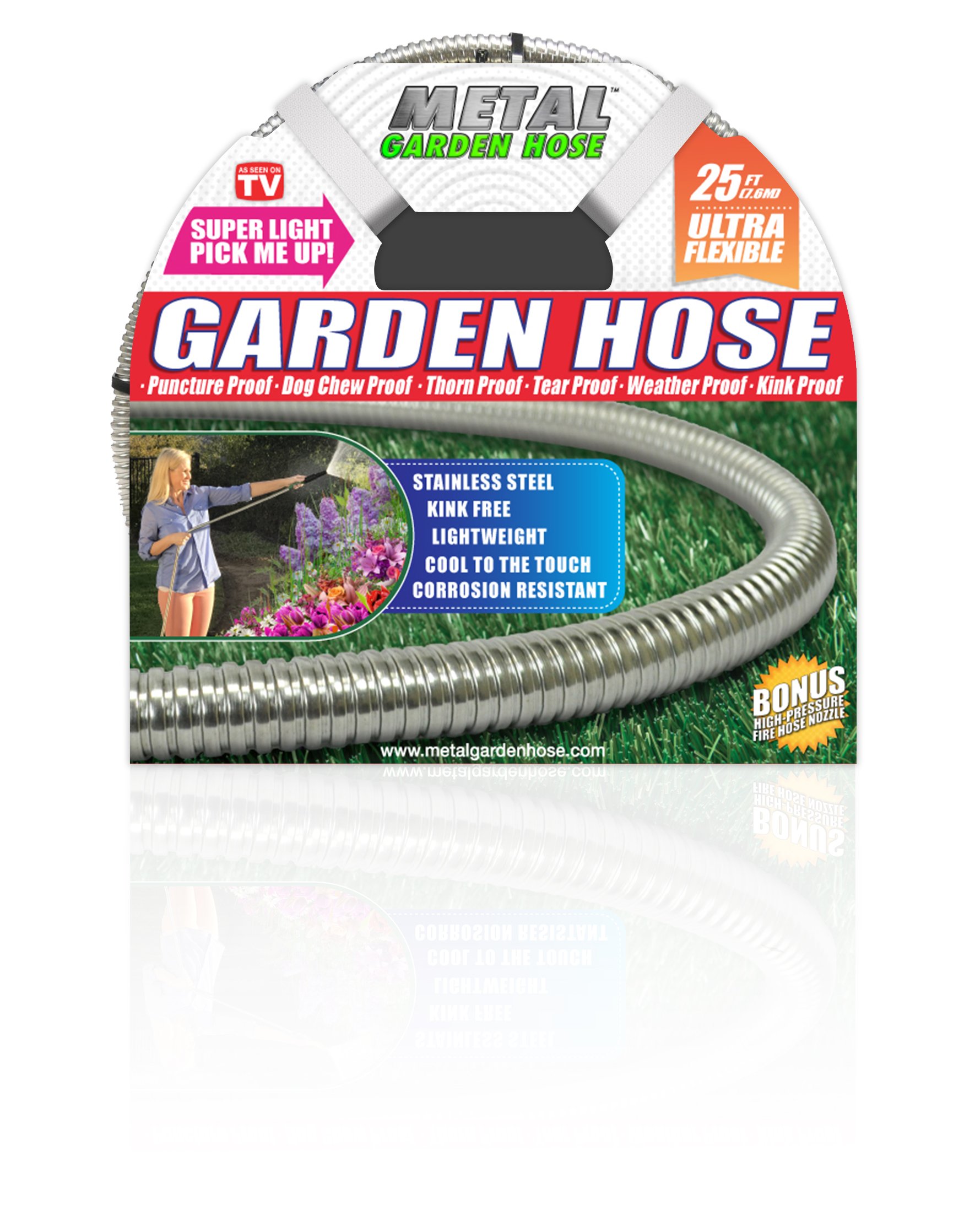 Armor Metal Hose 54370 Stainless Steel Harvest Trading Group Metal Garden Hose (25'), The Original 304 Stainl, Stainless