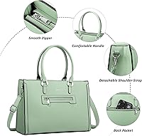 Vista 5 de TANTOMI Structured Satchel Purses for Women, Medium Vegan Leather Top Handle Handbag with Pockets, Classy Work Bag for Ladies