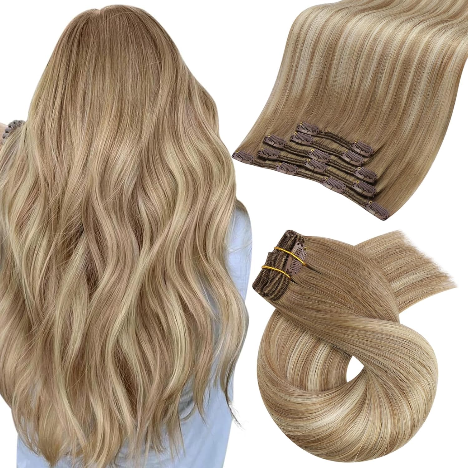 Moresoo Clip in Extensions Echthaar Haarverlängerung Echthaar Extensions Clip